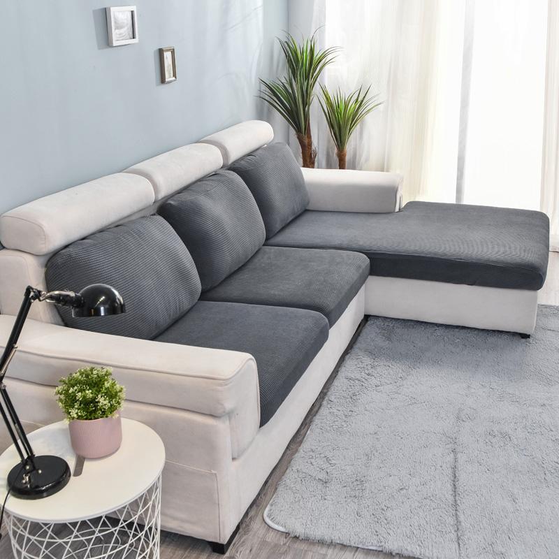 Solid Color Sofa Covers For Living Room Elasticity Sofa Slipcovers Washable Seat Cushion Furniture Protector For Kids Removable