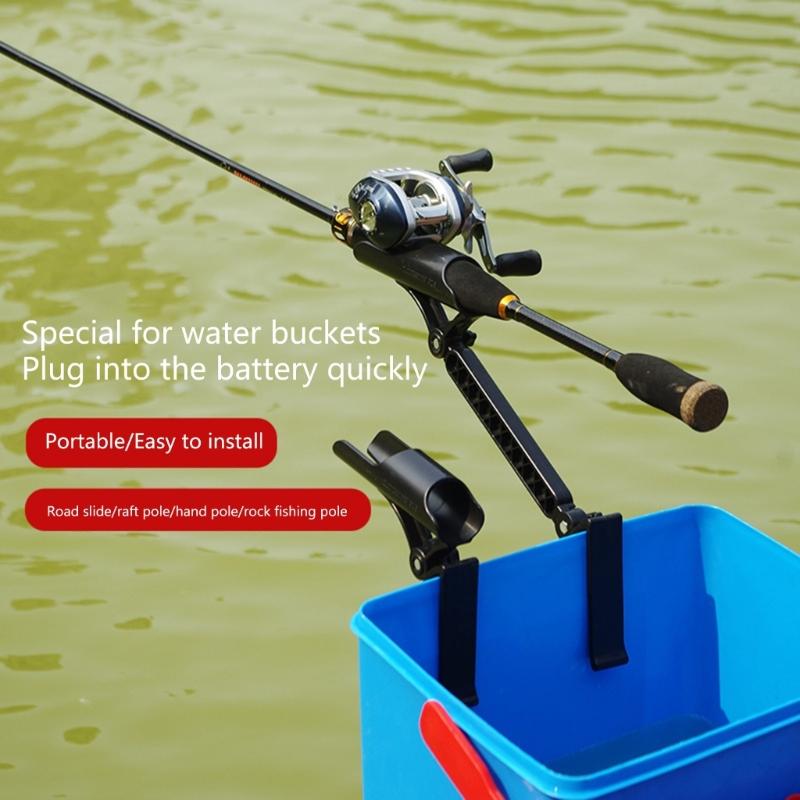 2Pcs Adjustable Bucket Rod Holder Fishing Rod Rack Ice Fishing Rod Holder Fishing Tackle Accessories Easy To Install