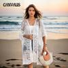 Plus Size Women's Sexy See Through Lace Embroidery Cardigan Beach Bikini Sunscreen Smock