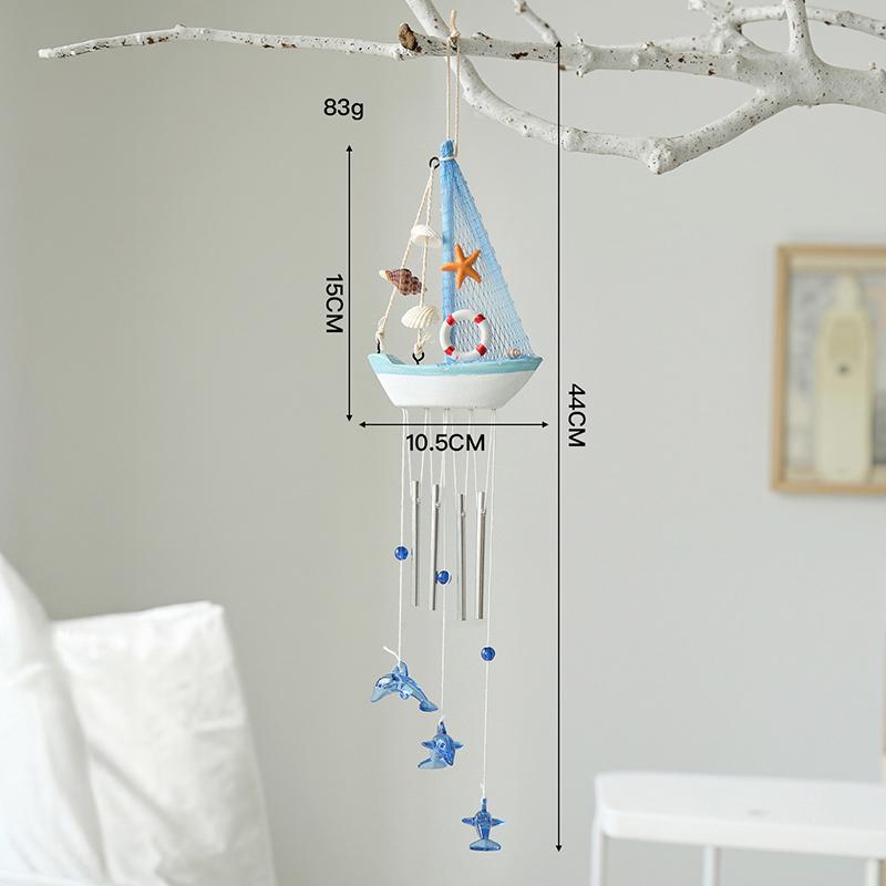 Mediterranean Style Creative Wind Chimes, Small Boats, Sailboat Decorations, Wooden Sailboat Models, And Hanging Ornaments