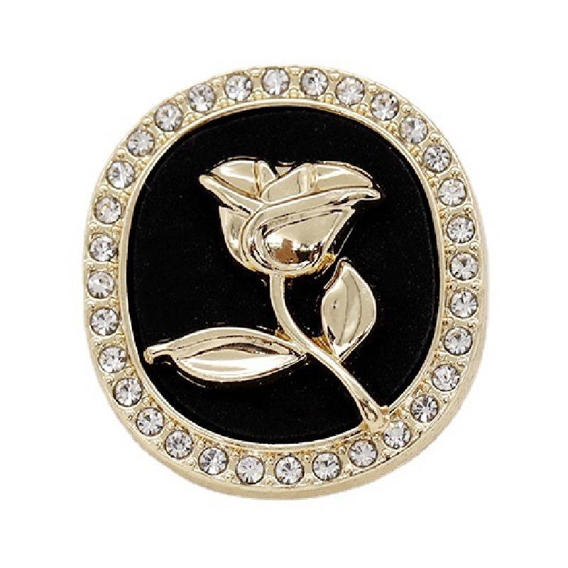 6Pcs Round Flower Shape Metal Luxury Brand Sewing Buttons Clothing Accessories Handmade Diy Material Decoration Gold Black  Blue