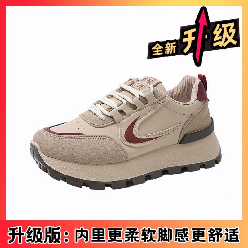 Retro Maillard large size running shoes spring new platform lace-up running shoes college style sports shoes women