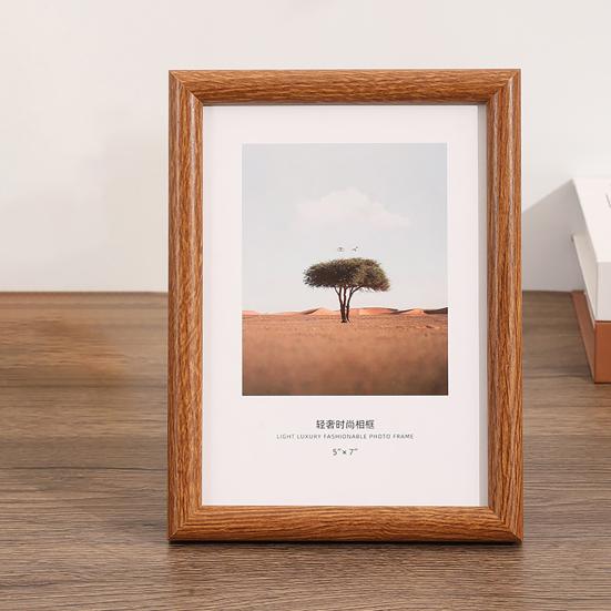 Photo Frame Rectangular Picture Frame for Wall Mounting or Tabletop Display Standing Desktop Wood Photo Frame with Clear Cover