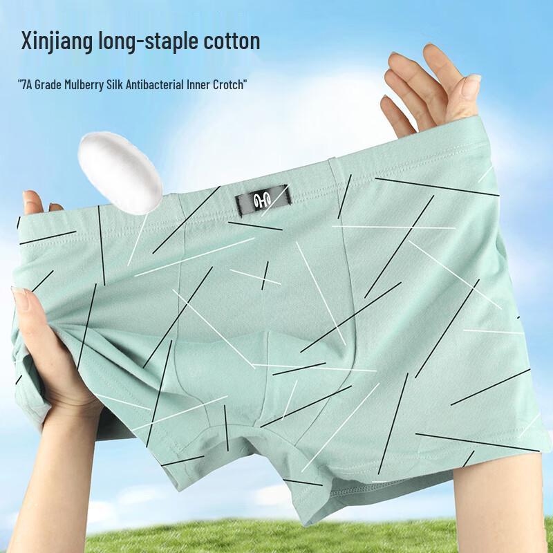 Hengyuanxiang Men's Plus Size Cotton Boxer Briefs with 7A Antibacterial Silk Crotch, 3-Pack