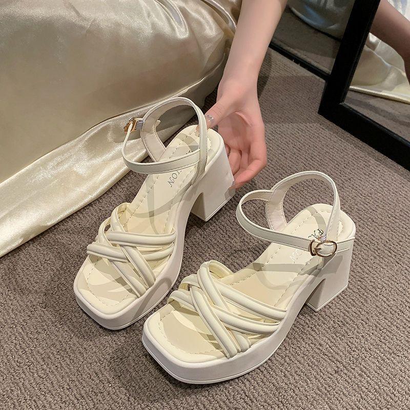 Fashion Casual Women's Shoes Waterproof Table Slope Heel High Heels Wear-resistant Thick Heel Roman Sandals Women's New Summer 2025