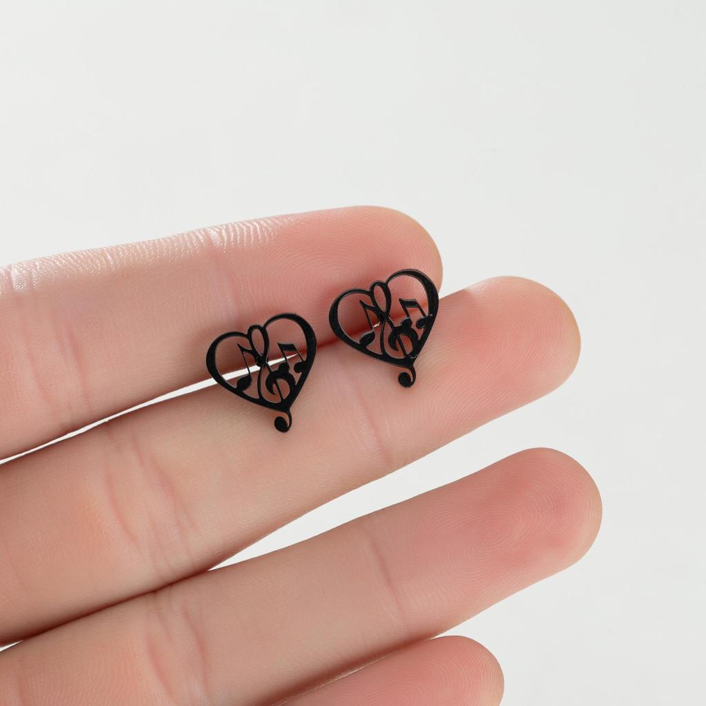 Unisex Stainless Steel Punk Musical Note Earrings with Whirlwind Design
