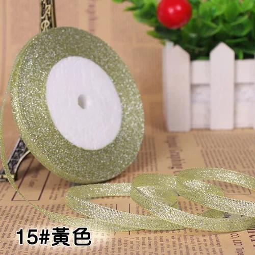 25Yards 6mm Multicolor Silk Satin Organza Ribbon Glossy Glitter Ribbon Wedding Cake Gift Decoration Crafts Garment Accessories