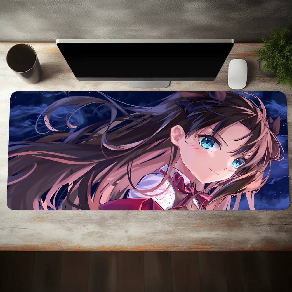 Anime Girl Tohsaka Rin Mouse Pad Large Gaming Keyboard Mat LockEdge Rubber Computer Office Accessories
