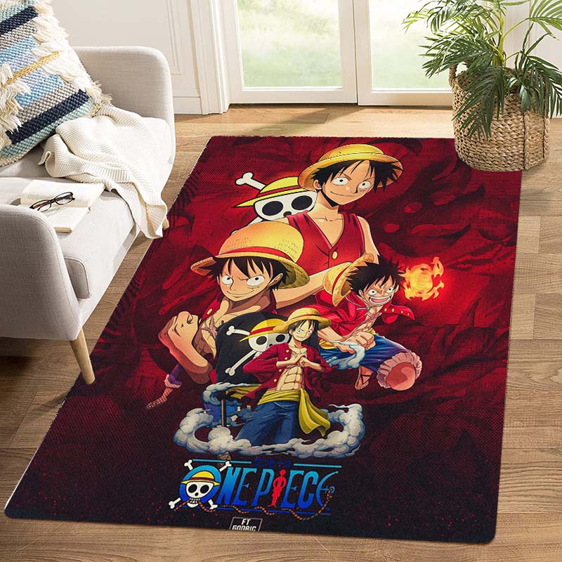 One Piece Luffy & Crew Pattern Printed Rug, Anime Style Home Decor, Anti-slip & Stain-resistant Carpet for Bedroom & Living Room