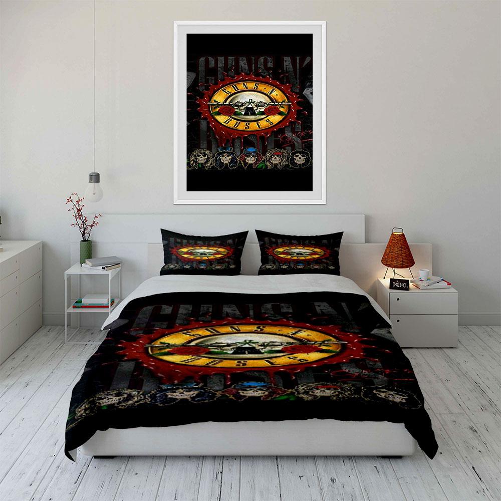Circular Guns N' Roses emblem. Bedding sets Duvet cover sets Duvet covers Pillowcases(1*Duvet Cover 2*Pillowcases without duvet insert)