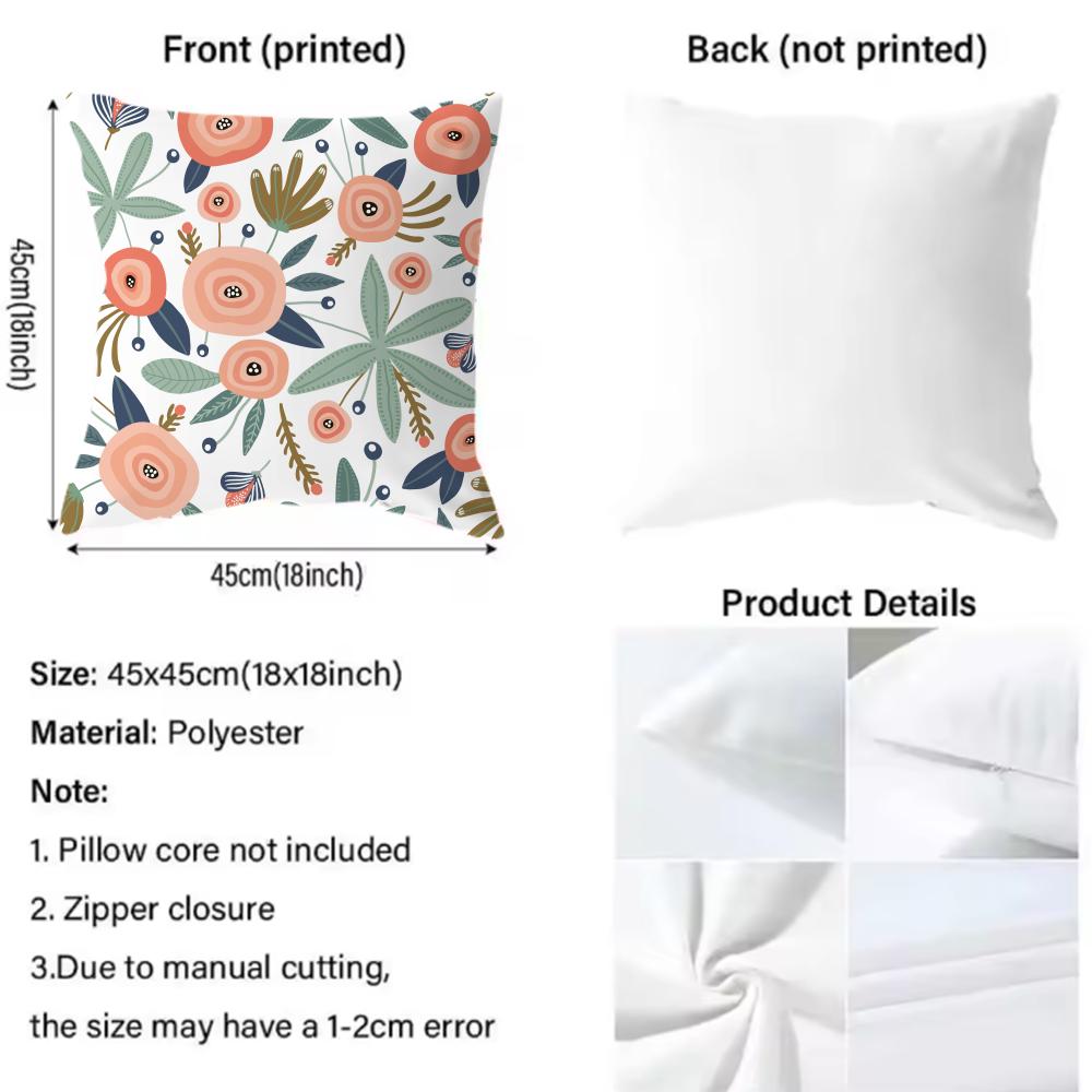 Hot Floral Cushion Cover Soft Washable Pillow Case Multi-Scene For Couch Bed Travel Office Use