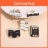 Unique Cartoon Metal Enamel Badge Brooch Featuring Book And Flower Designs For Fashionable Readers