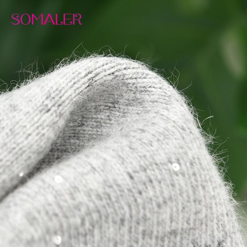 SOMALER Winter Beret For Women Autumn Wool Knit Beret Hats With Sequins Warm Double Layer Classic Frech Style Beret Cap