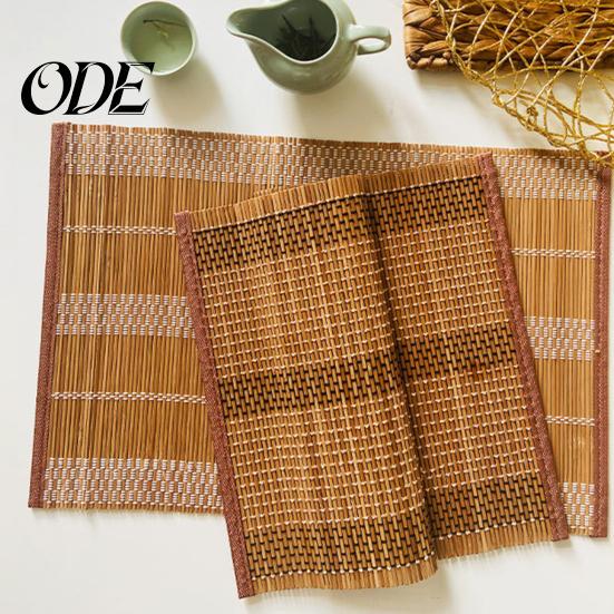 Natural Bamboo Table Mats Woven Placemat Retangle Shape Thickened Heat-Resistant Oil-Resistant Non-Slip Place Settings Parties Weddings Banquets
