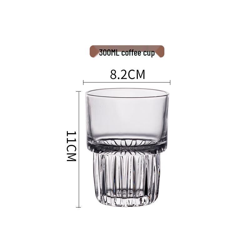 MDNG Stackable Glass Cups for Coffee & Beer - 300ML Set of 6