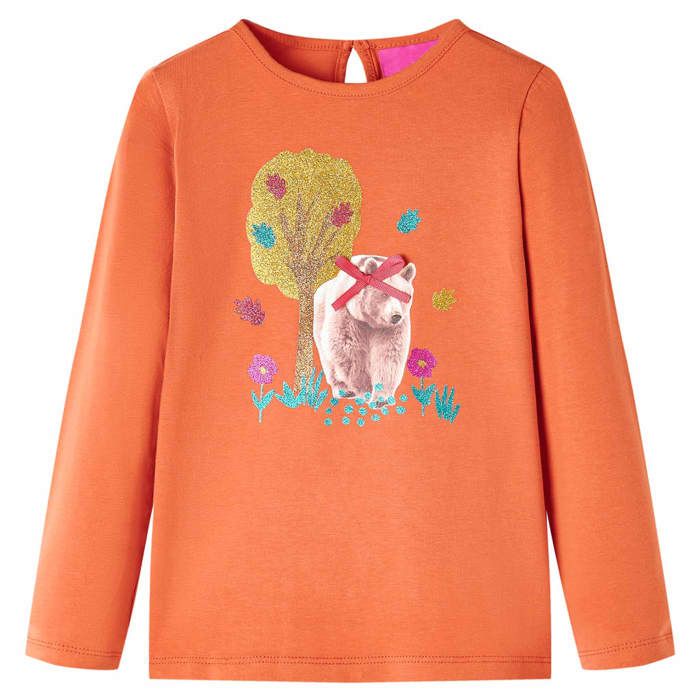 T-shirt enfants à manches longues orange brûlé 92/104/116/128/140