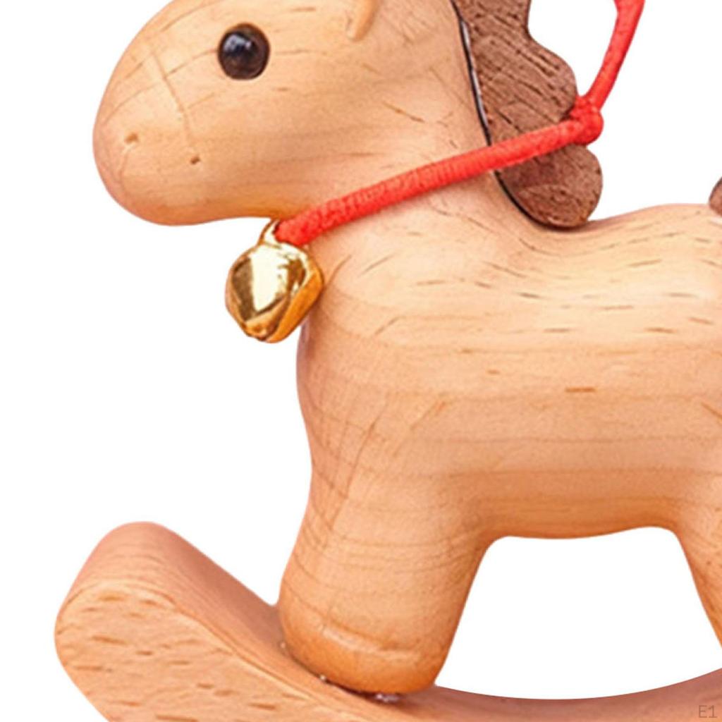Wooden Rocking Horse Statue Collectible Multifunctional Portable Art Crafting Desktop Ornament