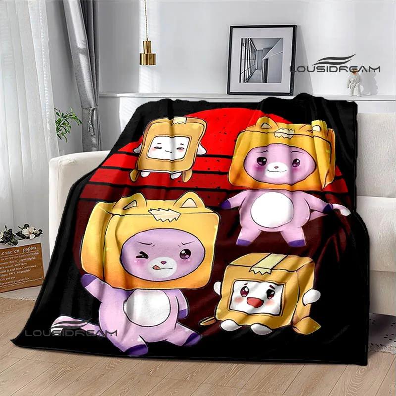 Lankybox Foxy Boxy cute Printed blanket picnic blanket Flannel Warm blanket Soft Cozy Blanket Home travel blanket Birthday Gift
