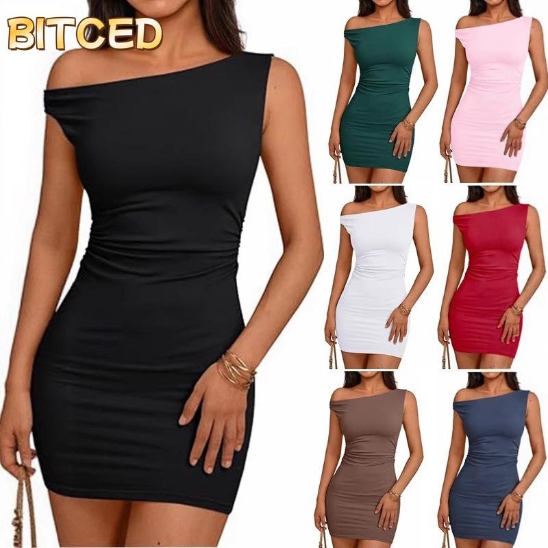 BITCED Fashion Summer Spring Solid Color Print Sleeveless Casual Dresses