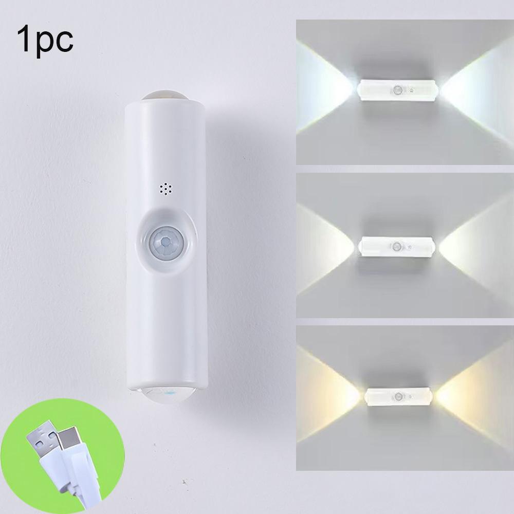 

Runtowo USB Rechargeable Motion Sensor LED Night Light 3 Colors/RGB Lighting Wardrobe Kitchen Under Cabinet Bedroom Christmas 1pc