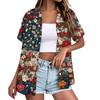 Damen Freizeit Kurzarm Hemd mit Knöpfen Leicht Lockerer Schnitt Kragen Oberteil für Sommer Outdoor Aktivitäten und Alltag
