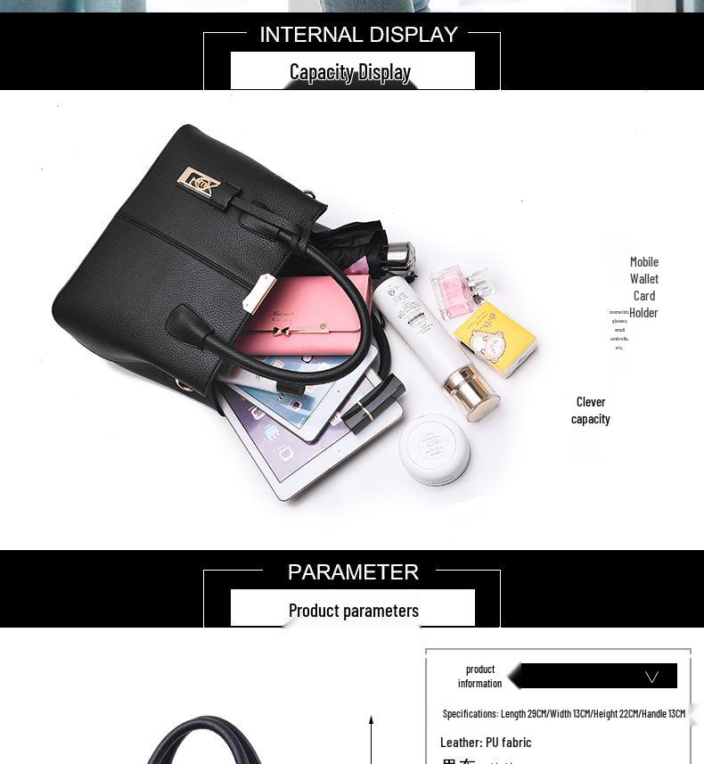 2024 Spring Women's Large Capacity Shoulder Crossbody Bag with Iron Pendant