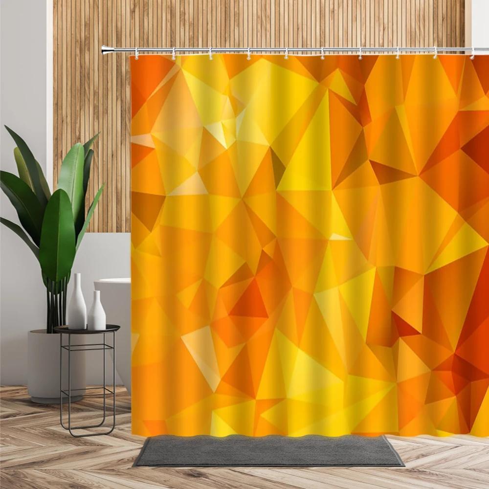 3D Color Stereoscopic Geometric Shower Curtain Abstract Art Bathroom Decoration Waterproof Polyester Bathtub Screen With Hooks
