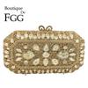 Boutique De FGG Elegant Bling Women Gold Crystal Clutch Evening Bags Wedding Party Rhinestone Box Handbags Minaudiere Purse
