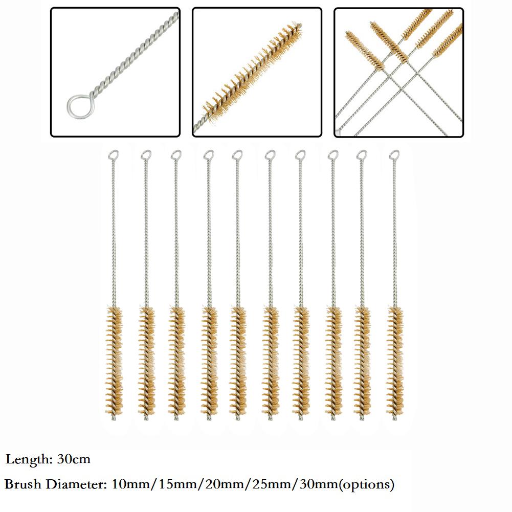 10Pcs 10/15/20/25/30mm Stainless Steel Cylinder Wire Tube Pipe Cleaning Brush Thread Wire Pipe Cleaner Bore Brush Cleaning Tools