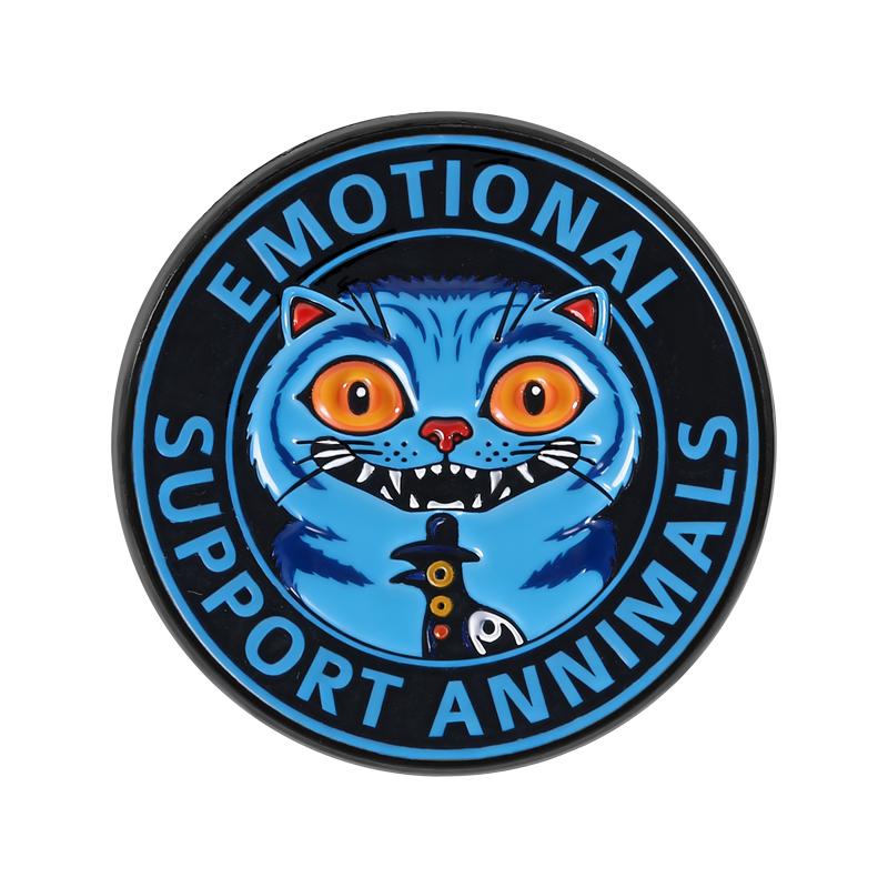

Emotional Support Animals Enamel Pin Blue Cat Crow Dark Cute Style Exquisite Contrast Cute Brooch Lapel Badge Funny Jewelry Gift