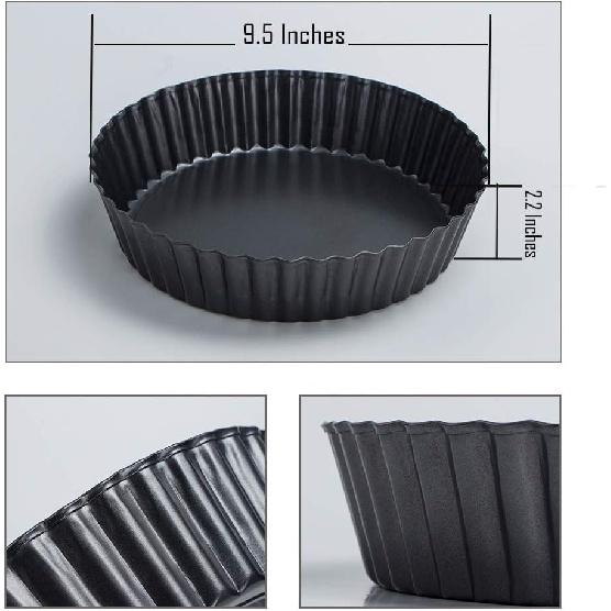 Webake 9.5 Inch Tart Pan Heavy Duty Quiche Pan Removable Bottom Nonstick Deep Baking Dish Pie Plate Pie Mold