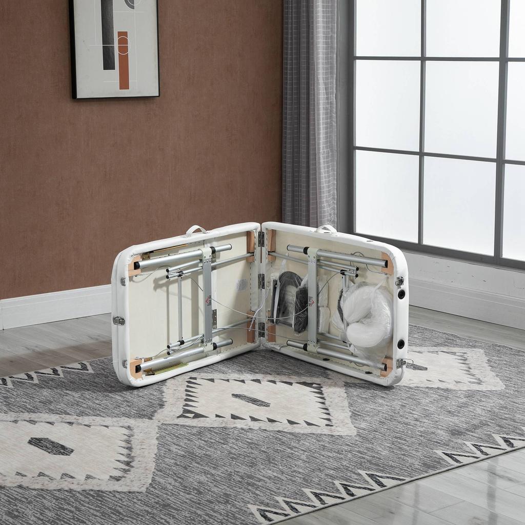 Foldable Massage Bed Portable Table, 3-Section Aluminium Foldable Beauty Couch, Professional Salon Spa Table with Headrest Support and Carry Bag