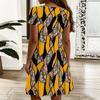 Ladies Oversized V Neck Short Sleeve Dress Tribal Foliage Printed Flowy Dress For Country Tour And Daily Hangout