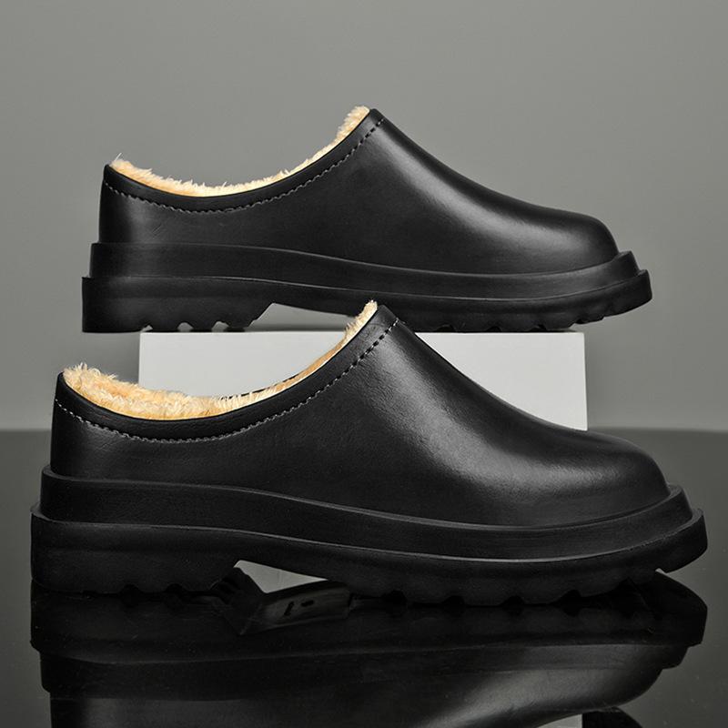 

20252 autumn and winter new large size men s shoes light two wear casual shoes cover feet lazy solid color bag heel cotton 39 чёрный