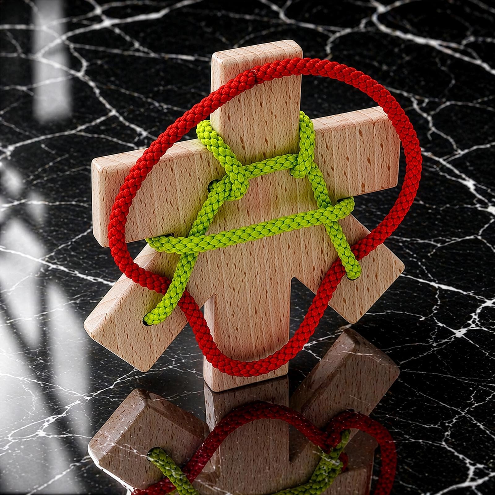 Wooden Puzzle (Brain Training Toy) - Wooden Brain Teaser Puzzle, Award-Winning Japanese Good Toy, Educational Toy, String Removal, Brain Training, Ran