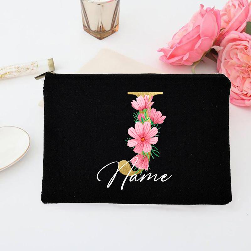 Personalized Makeup Bag Custom Initial with Name Bridal Cosmetic Case Monogram Toiletries Pouch Wendding Gifts for Bridesmaid