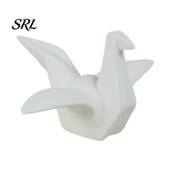 Ceramic Cranes Statue Geometric Origami Figurine, Modern Sculpture, Minimalist Shelf Tabletop Bird Accent, Nordic Creative Sculpture for Desk белый