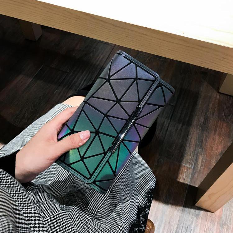 Portafoglio da donna di marca Pochette Borsa lunga luminosa Borsa per carte da donna Borse femminili geometriche di moda