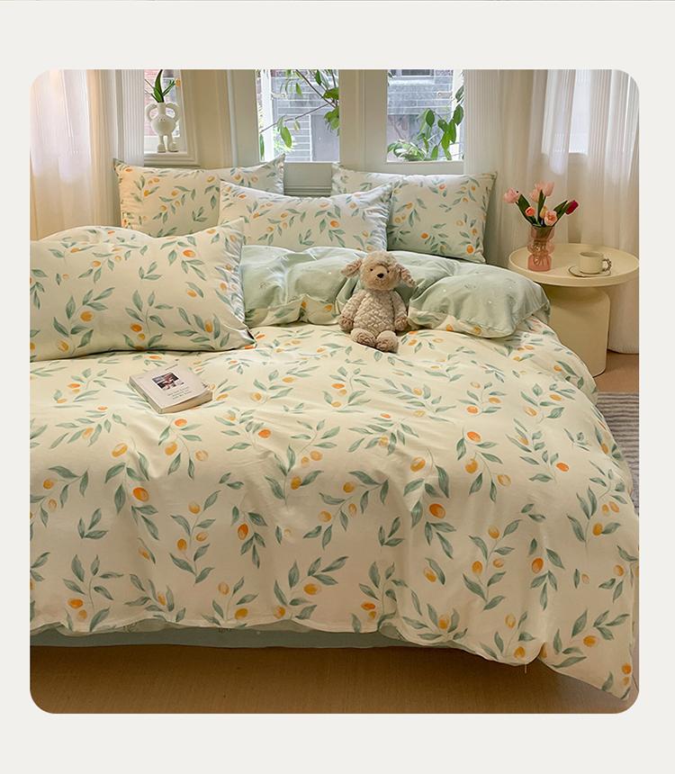 Small Fresh Flower Cotton Printed Three/Four Piece Bedding Set with Branches and Simple Dreams