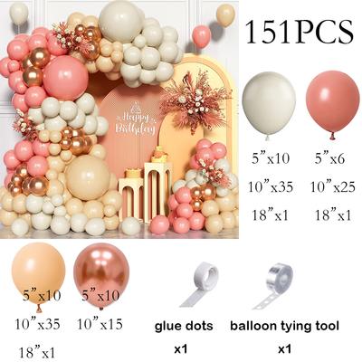 151PCS Rose Pink Balloons Arch Kit Nude White Sand Rose Gold Pink Balloon Garland Birthday Party Baby Shower Wedding Decoration