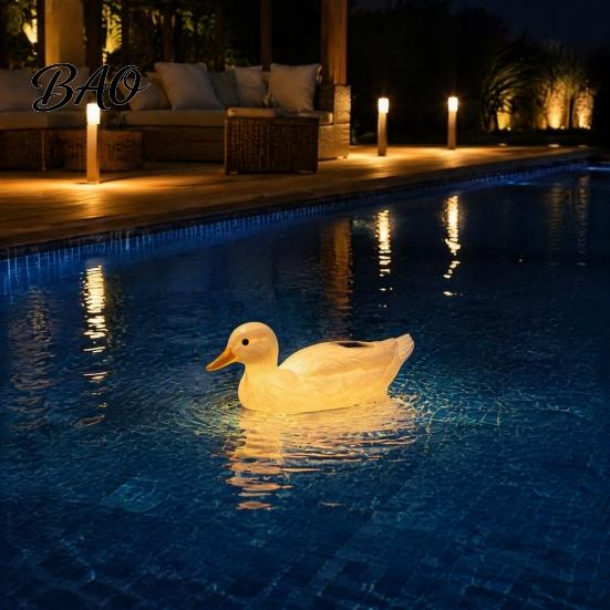 Decorative Resin Swan Statues for Ponds Solar Floating Garden Statue with Warm LED Lights, Waterproof Outdoor Pond Decor Automatic Dusk to Dawn