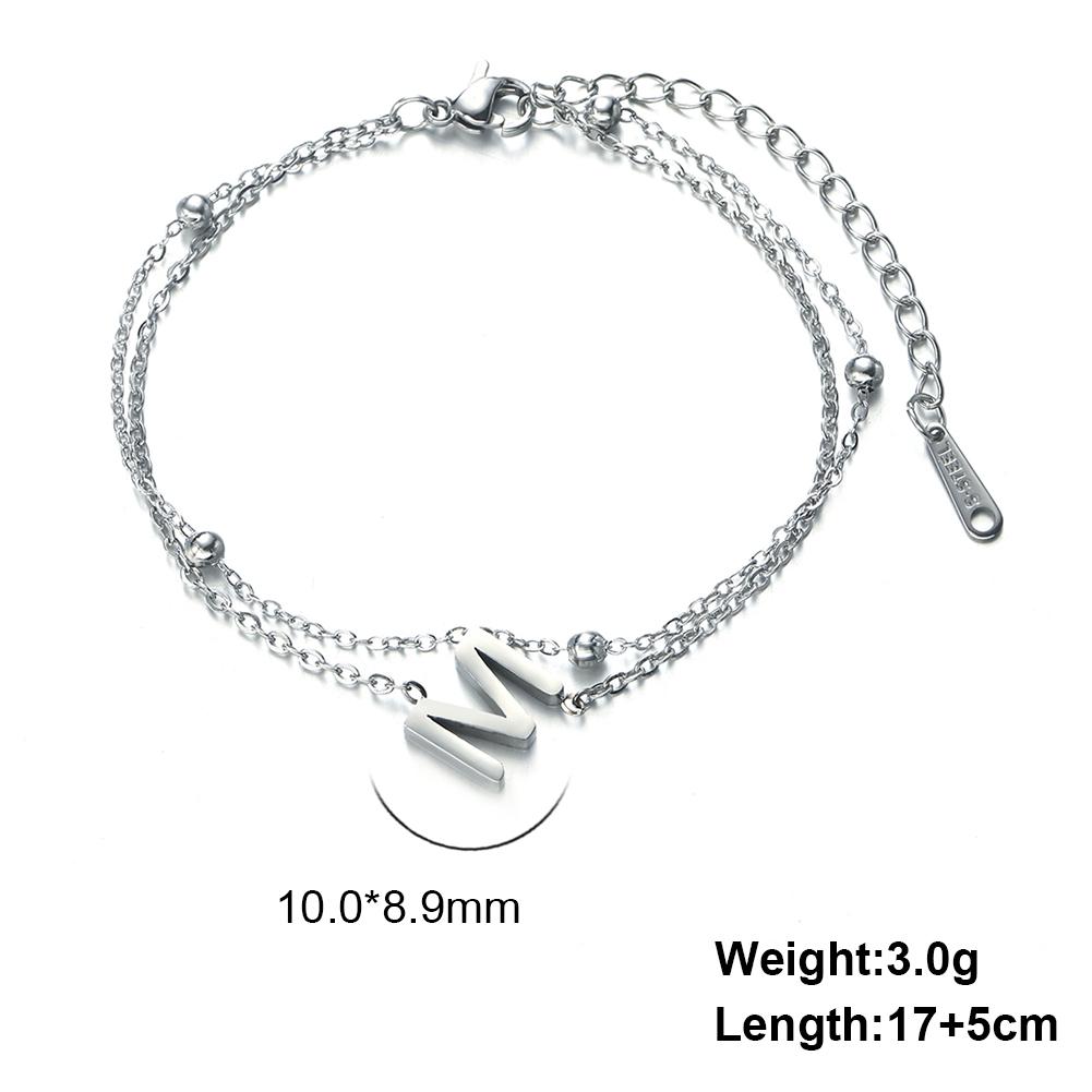 Dreamtimes 26 Alphabet Letter Charm Bracelet Silver Color Chain Initial Bracelets For Women Jewelry Adjustable Birthday Gift