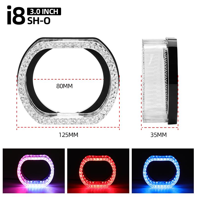 2.5" 3" UO 2X Angel Eyes App Control RGB Projector Lens Masks Rectangular Halo Rings Auto Headlight Car Accessories Crystal Lamp