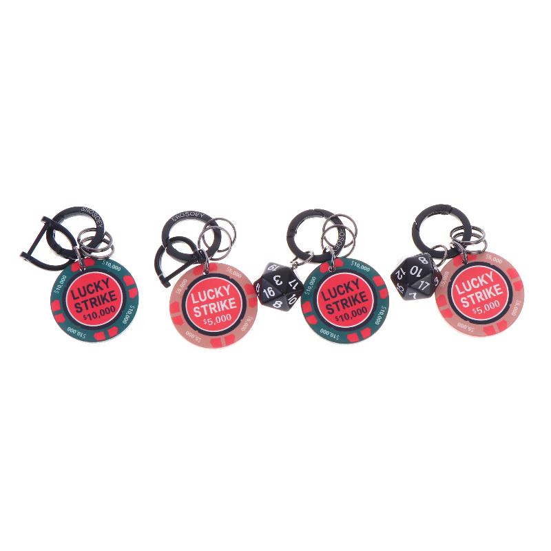 Ceramic Chip Lucky Dice Keychain Gaming Club Chip Pendant Multi Functional Round Chip Key Holder Pendant Keyring