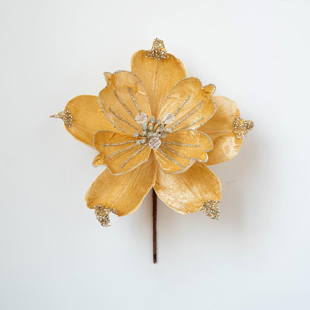 

Shiny Artificial Christmas Flower 22cm Christmas Tree Wreath Christmas Poinsettia New Year Decor золотой