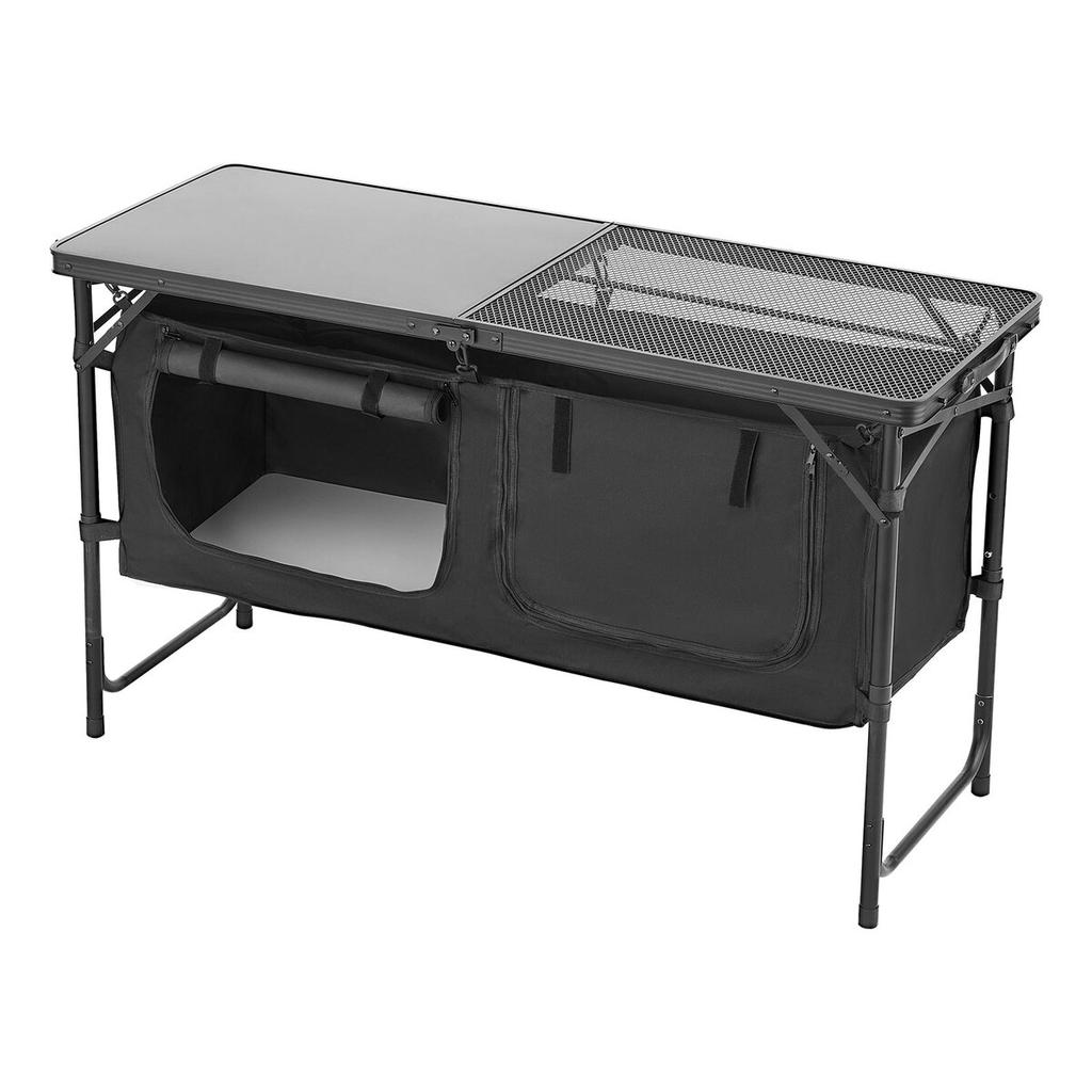 Camping Kitchen Table Folding Portable Adjustable Cooking Station Storage