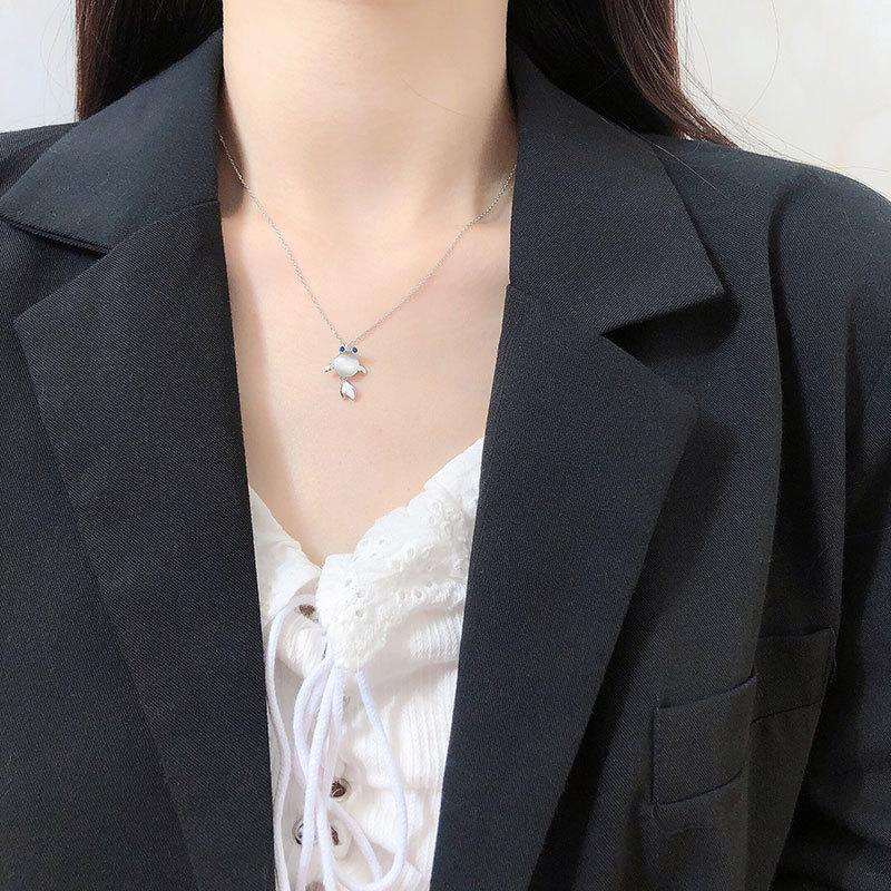 Big Fish and Begonia Necklace for Women with Clavicle Chains for Small Goldfish Cat Eye Necklace