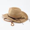 Big brim curled straw hat women's summer seaside vacation sunscreen sunshade beach hat ethnic style western cowboy hat men