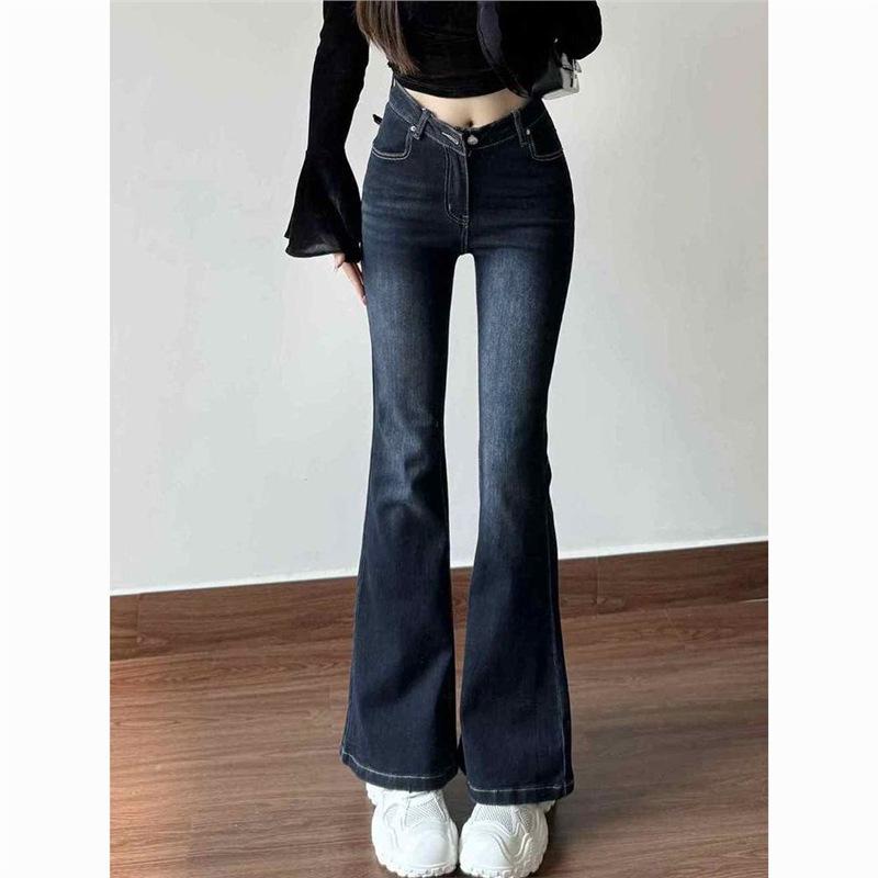 American Retro Women's Spicy Girl Velvet-Flare Jeans: Winter Warm, Slimming, Floor-Length Bell Bottoms