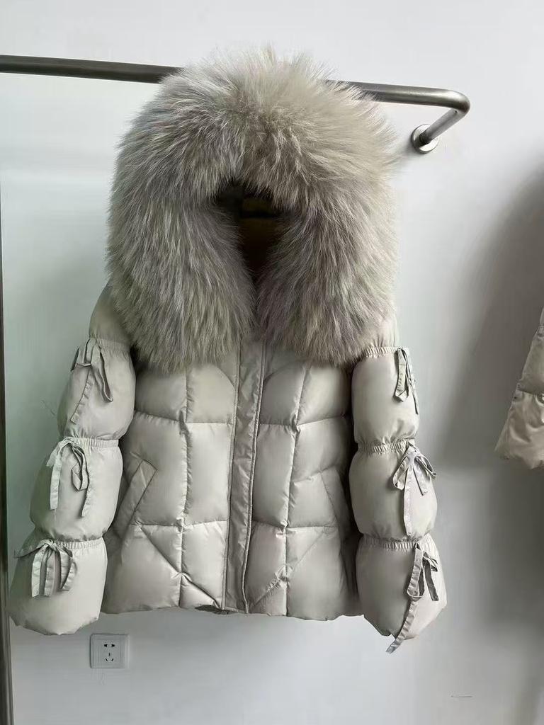 Winter new fur natural big fur collar hooded down jacket women's medium and long thickened warm fashion coat